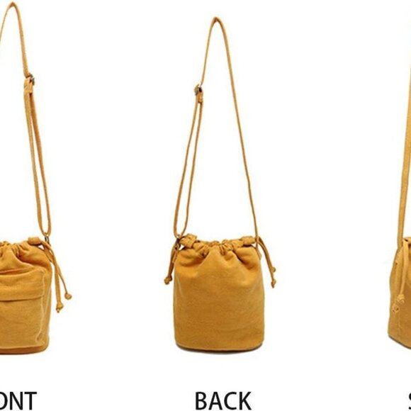 Crossbody Bags for Women Small Canvas Drawstring Bucket Purse Cute Little Boho B - Picture 6 of 6